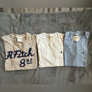 Abercrombie & Fitch Bundle of Blue , White , and Tan Tees